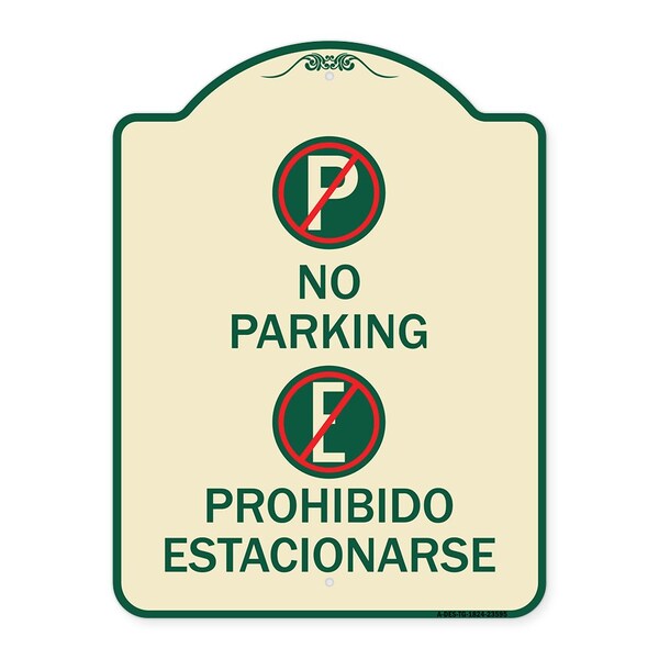 No Parking Prohibido Estacionarse W/ Heavy-Gauge Aluminum Sign, 24" x 18", TG-1824-23595